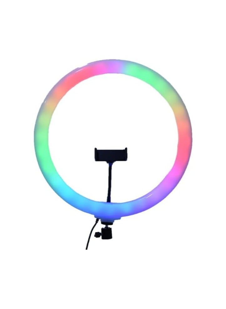 (14 Inch) RGB Adjustable Ring Light Contains Phone Holder With Multiple Colored Lighting LED Perfect For Photoshoots 36 cm - Multi Color  - Image 2