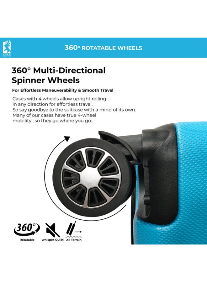 Eagle Express 3-Piece Expedition ABS Hard Luggage Trolley Bag Blue 76 x 30 x 49 cm 300097 - Image 5