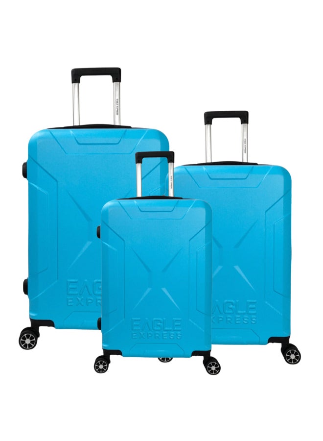 Eagle Express 3-Piece Expedition ABS Hard Luggage Trolley Bag Blue 76 x 30 x 49 cm 300097 - Image 1