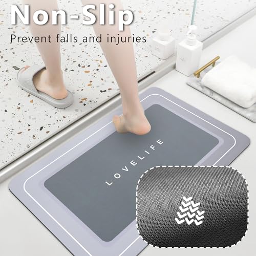 YCTMALL Bath mat Rubber Bathroom Mat-Quick Dry Absorbent Rug Non-Slip Thin Bathroom Rug Instant Dry Magic Bath mats for Bathroom Floor Mat in Front of Bathtub, Sink, Blue, 17x27in - Image 2