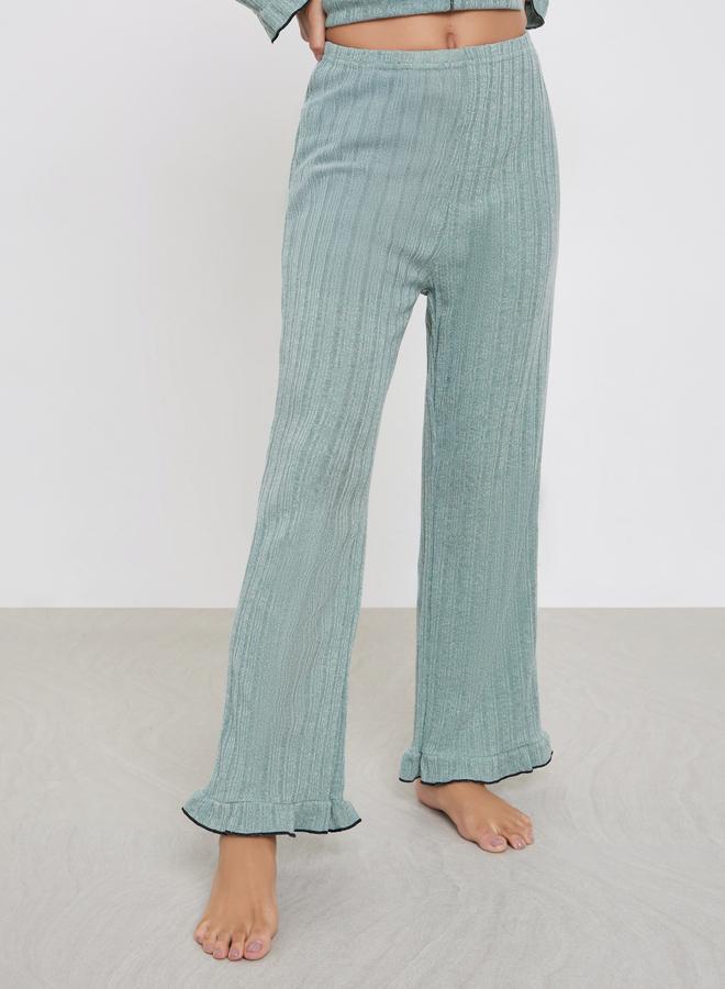 Styli Texture Ruffled Detail T-Shirt and Long Pyjama Set - Image 4