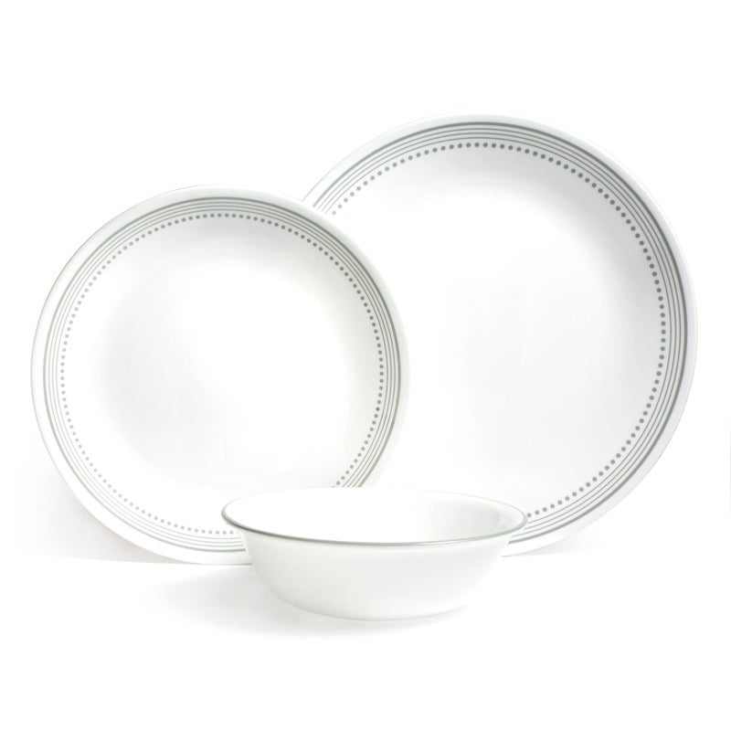 Corelle Dinnerware Set 12pc Set Mystic GreyDinner Set for 4 Includes 4 x Dinner Plates Side Plates Bowls 3 X More Durable Half The Space Weight of Ceramic up to 80 Recycled Glass 1146820 - Image 2