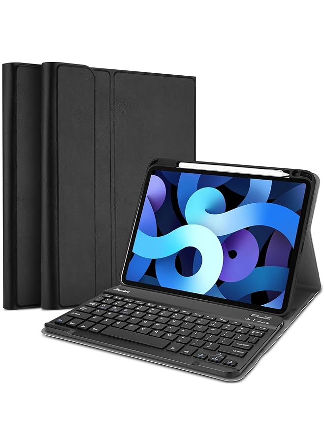 Procases Keyboard Case For Ipad Air 5 4 Ipad 10.9 Inch 2022 2020 Case With Magnetically Detachable Wireless Keyboard For Ipad 10.9 Inch Air 5Th 4Th Generation Black - Image 1
