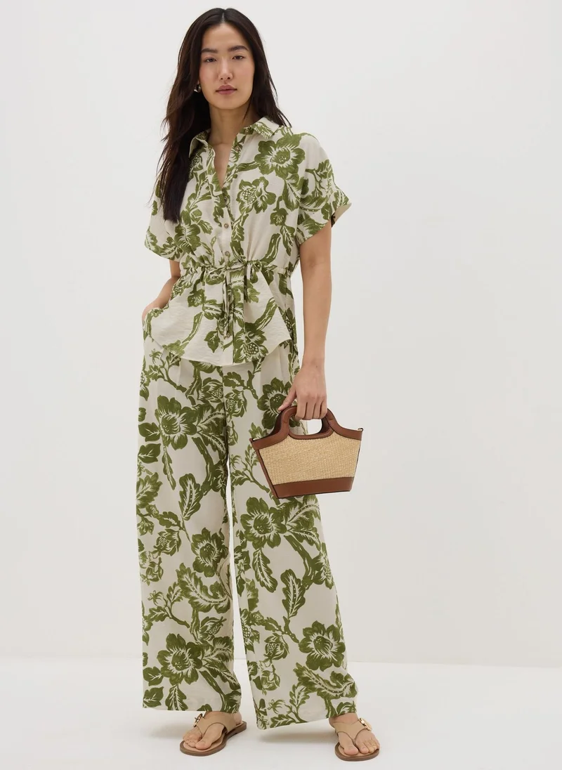 Matalan Green Floral Wide Leg Co Ord Trousers