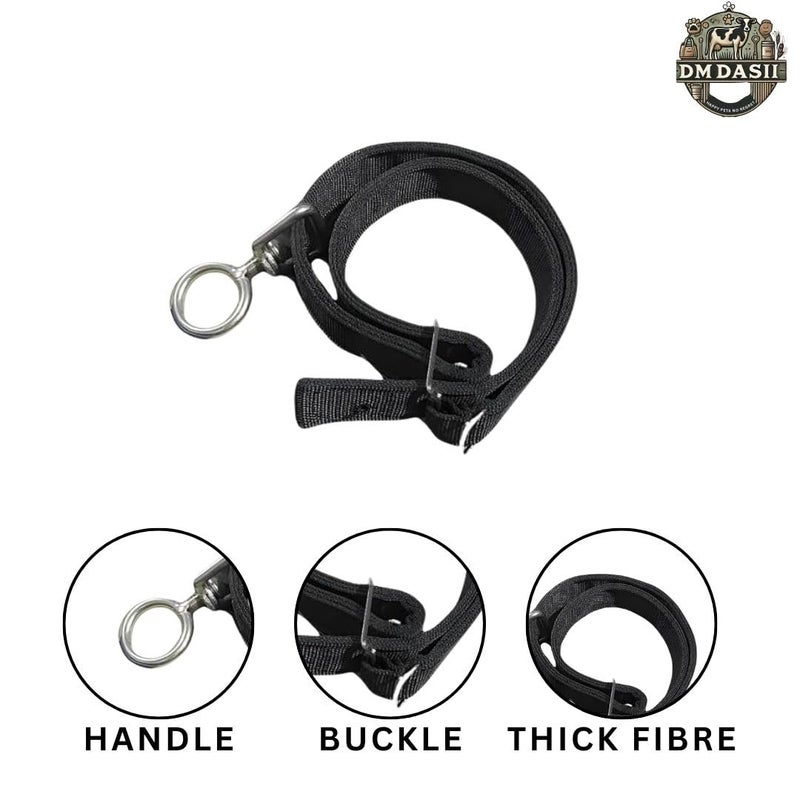 DM DASII MAT DM DASII Durable Cow & Buffalo Collar – Adjustable Nylon/Leather Neck Belt for Livestock, Strong & Waterproof, Comfortable Fit for Cattle, Heavy-Duty Buckle, Ideal for Farms, Dairy Use (Black) - Image 3