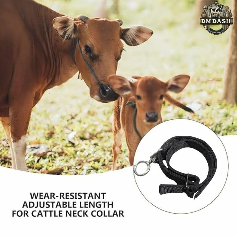 DM DASII MAT DM DASII Durable Cow & Buffalo Collar – Adjustable Nylon/Leather Neck Belt for Livestock, Strong & Waterproof, Comfortable Fit for Cattle, Heavy-Duty Buckle, Ideal for Farms, Dairy Use (Black) - Image 4