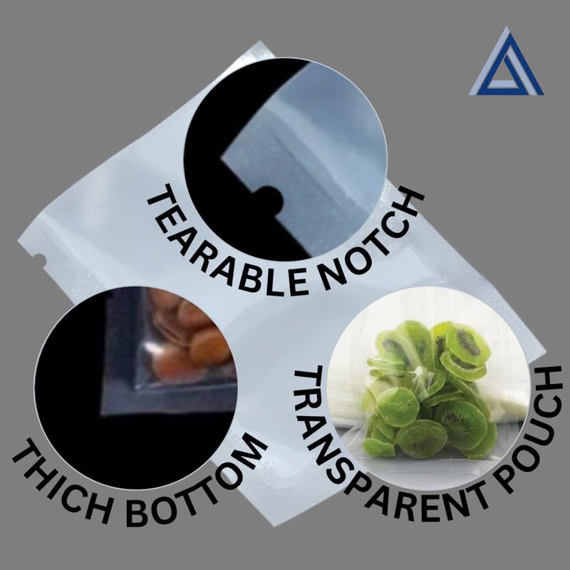 Deera Clear Flat Pouch | Food-Grade PET+Poly Material | Heat Sealable & Nitrogen Flush Compatible | Transparent Packaging Bag for Snacks, Dry Fruits & Storage, (Size-1kg, 8 X 10 Inches) - Image 4