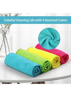 HOMEXCEL Microfiber Cleaning Cloth,12 Pack Cleaning Rag,Cleaning Towels with 4 Color Assorted,11.5"X11.5"(Green/Blue/Yellow/Pink)  - Image 3