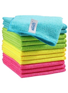 HOMEXCEL Microfiber Cleaning Cloth,12 Pack Cleaning Rag,Cleaning Towels with 4 Color Assorted,11.5"X11.5"(Green/Blue/Yellow/Pink)  - Image 1