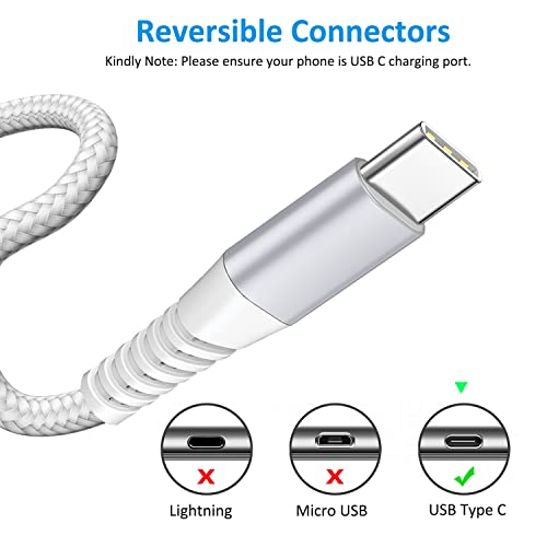 Aioneus USB Type C Cable 6FT 2Pack Fast Charging Cable USB C Charger Phone Cord for Samsung Galaxy A01 A02s A03s A10e A11 A12 A13 A14 A20 A21 A32 A42 A52 A53 A50 A51 S21 S22, G7/G6, LG K51 Stylo 6 5 4 - Image 2