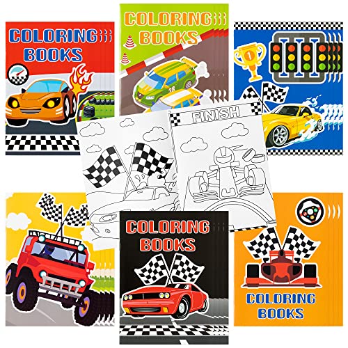 JAPBOR 24pcs Race Car Coloring Books Bulk for Kids Party Favors Racing Small Art Color Book for Goody Bags Birthday Painting Games Gifts Truck Transportation Themed DIY Doodle Mini Booklet Supplies - Image 1