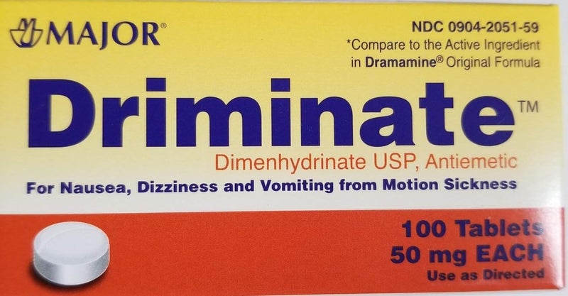 Major Pharmaceuticals Major DriminateÂ® Dimenhydrinate 50mg 100 Ct for Nausea, Dizziness and Vomiting From Motion Sickness - Image 1
