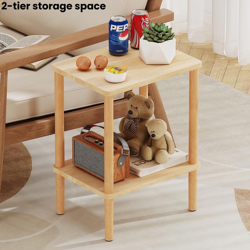 LUCKNOCK Solid Wood Side Table, 2-Tier Small End Table with Storage Shelf, Narrow Nightstand Bedside Table for Small Spaces, Bedroom, Living Room, Farmhouse, No-Tool Assembly. - Image 5