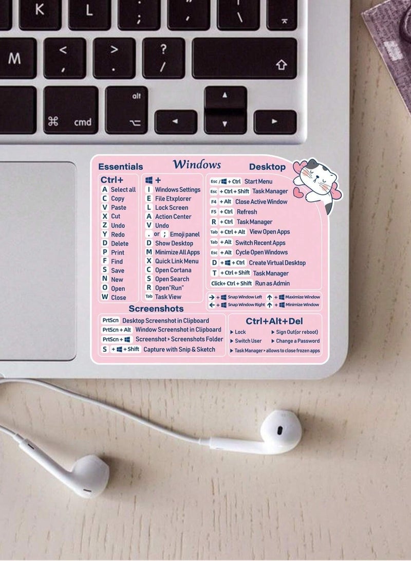 Laptop Sticker with Windows Shortcuts Design  - Image 2