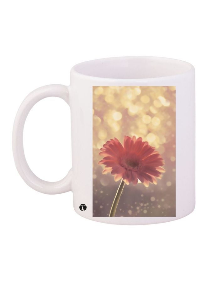 Flower Printed Coffee Mug White/Pink/Gold 11ounce
