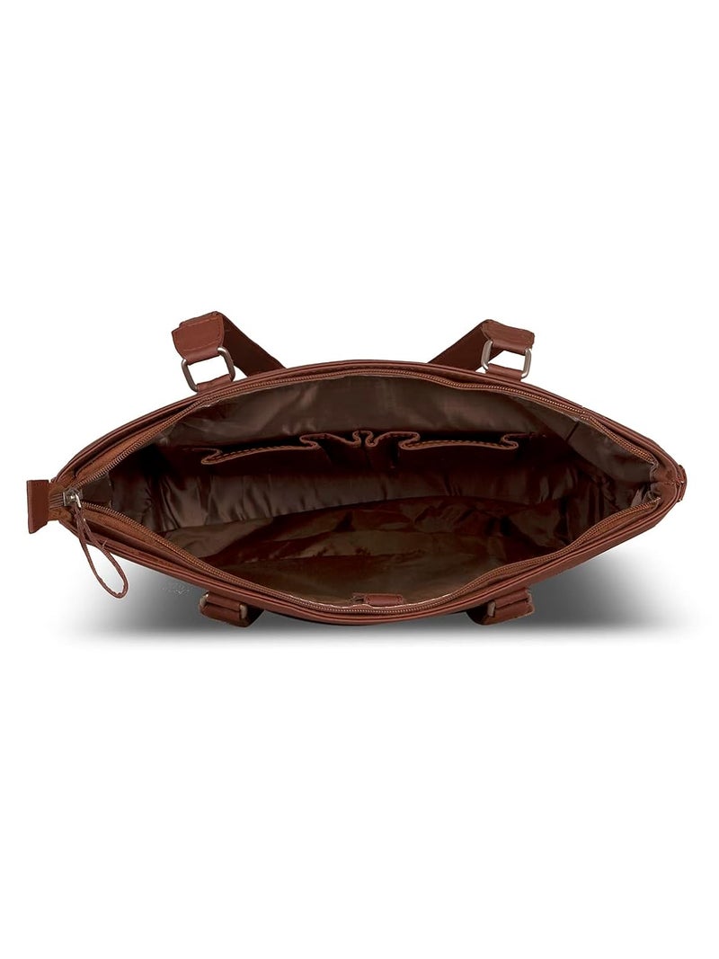 ZOUK حقيبة مكتب | حقائب أنيقة للاستخدام المكتبي | حقيبة لابتوب 15.6 بوصة | حقيبة توت أنيقة للاستخدام المكتبي | حقيبة للنساء | حقيبة يد من جلد نباتي | للاستخدام اليومي والسفر | - Image 5