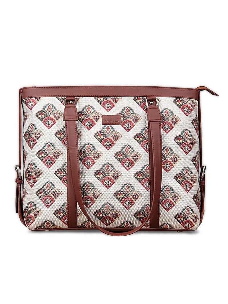 ZOUK حقيبة مكتب | حقائب أنيقة للاستخدام المكتبي | حقيبة لابتوب 15.6 بوصة | حقيبة توت أنيقة للاستخدام المكتبي | حقيبة للنساء | حقيبة يد من جلد نباتي | للاستخدام اليومي والسفر | - Image 1