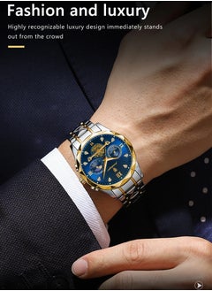 Luxury Men Wristwatch, Classic And Fashionable Quartz Watch, Waterproof Luminous Chronograph Watch, Business Style Stainless Steel Wrist Watch For Men, (Gold Blue) - pzsku/Z652D2BA34329FE42B4ADZ/45/_/1713774999/b54eea7e-a948-4ad2-9c0c-b877415baaac