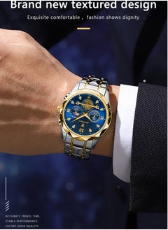 Luxury Men Wristwatch, Classic And Fashionable Quartz Watch, Waterproof Luminous Chronograph Watch, Business Style Stainless Steel Wrist Watch For Men, (Gold Blue) - pzsku/Z652D2BA34329FE42B4ADZ/45/_/1713775000/98b1ad09-2484-4254-9a08-863995321431