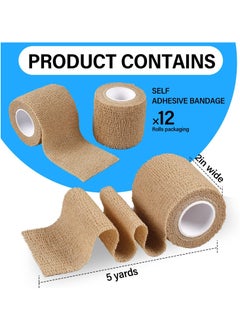 Oasisgalore 12 Pack Self-Adhesive Bandage Wraps, 2"x5 Yards, Breathable Elastic Tape for Sports, Wrist, and Ankle Support  - Image 3
