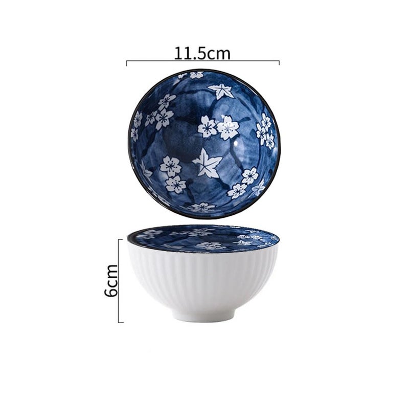 P-PLUS INTERNATIONAL Chinese Bowl, Ramen Bowl, Dinner Bowl, Snack Bowl, Soup Bowl Set, Cute Bowl, Ceramic Pasta Bowl, Ceramic Salad Bowl, Japanese Bowl Microwave Oven Bowl (Set of 4, Random Pattern) - Image 2
