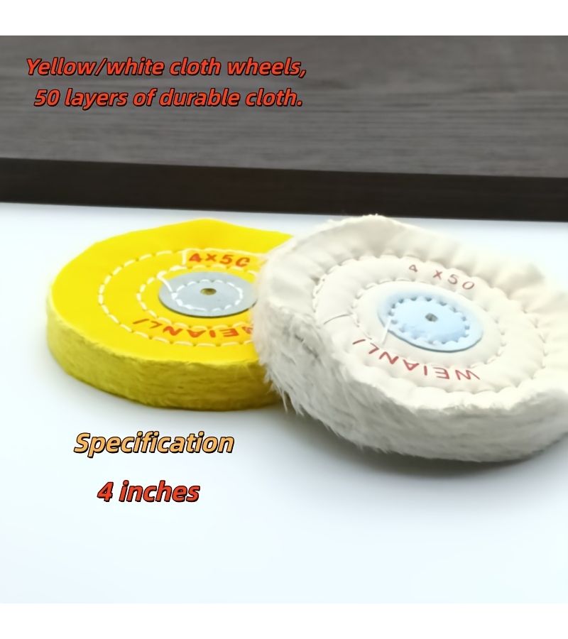 1 Pcs Yellow Spiral Suture Gauze Polishing Wheel 4 Inches for Bench Grinder - Image 1