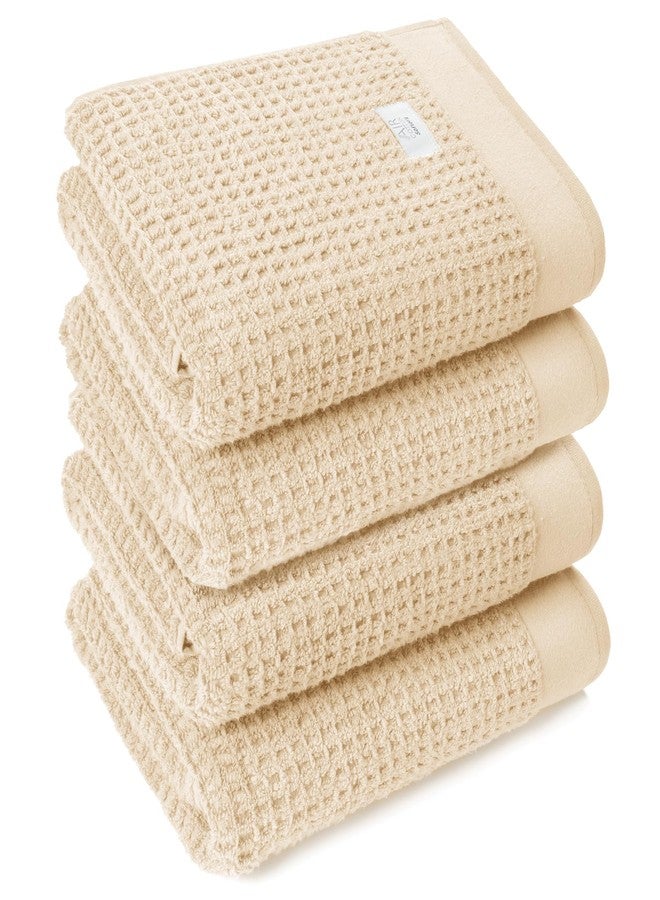 Softerry Waffle Bath Towel Set - 100% Soft Cotton - Plush and Extra Absorbent - Luxury Hotel & Spa Quality - Fade Resistant - Eco-Friendly (Natural, Set of 4 Bath) - Image 1