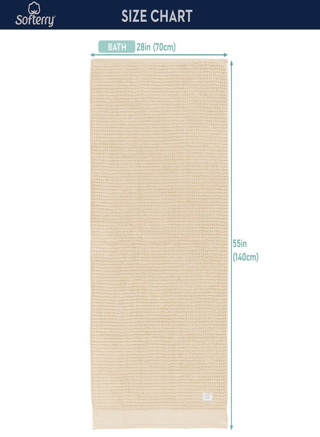 Softerry Waffle Bath Towel Set - 100% Soft Cotton - Plush and Extra Absorbent - Luxury Hotel & Spa Quality - Fade Resistant - Eco-Friendly (Natural, Set of 4 Bath) - Image 2