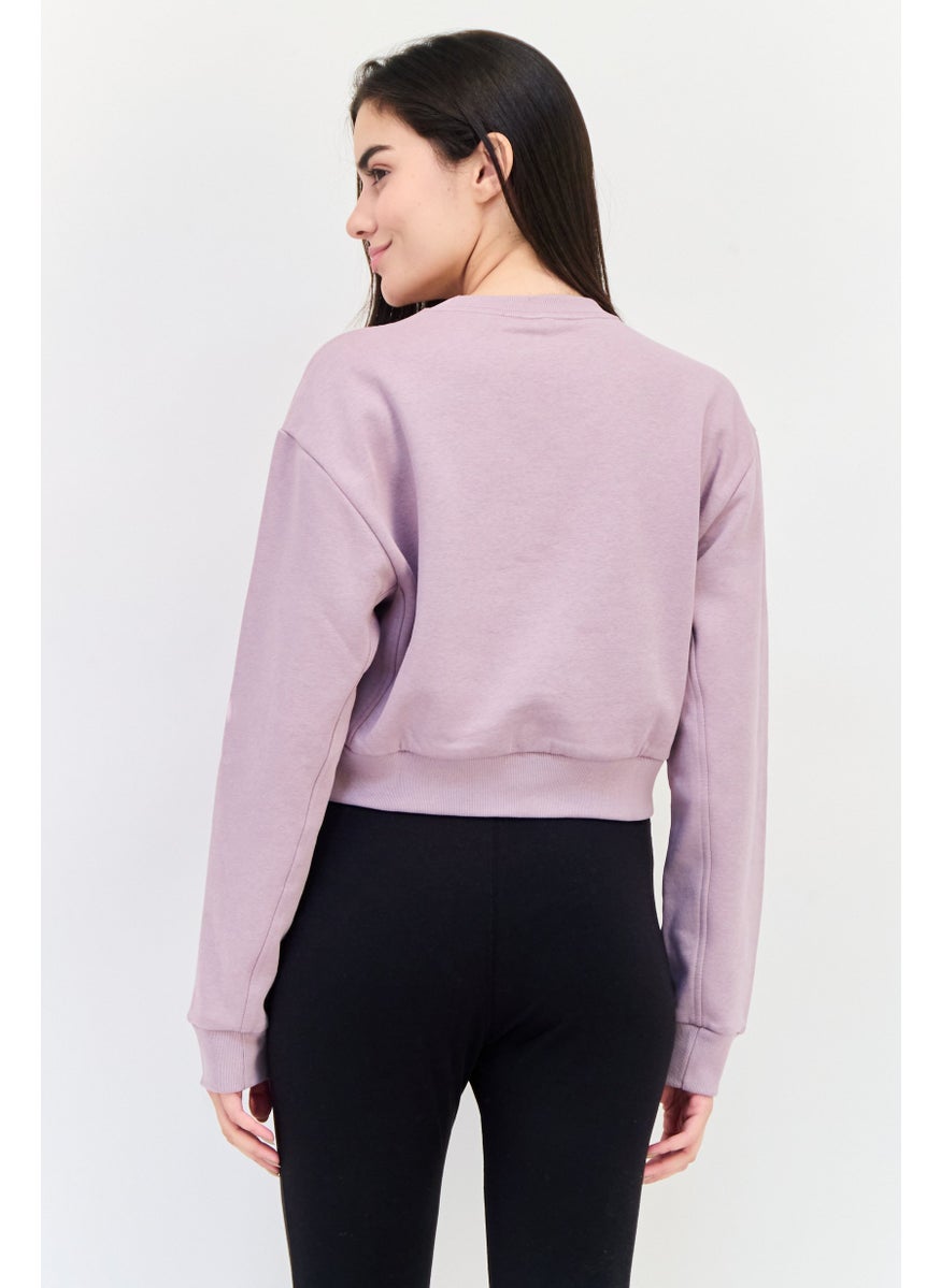 Adidas Women Sportswear Fit Long Sleeve Outdoor Sweatshirt, Purple  - Image 2