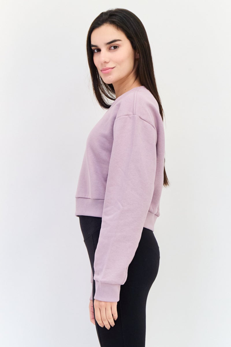 Adidas Women Sportswear Fit Long Sleeve Outdoor Sweatshirt, Purple - Image 3