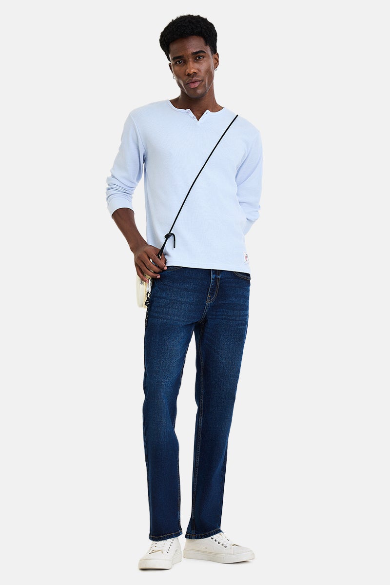 SNITCH Navy Blue Solid Straight Fit Casual Jeans - Image 3