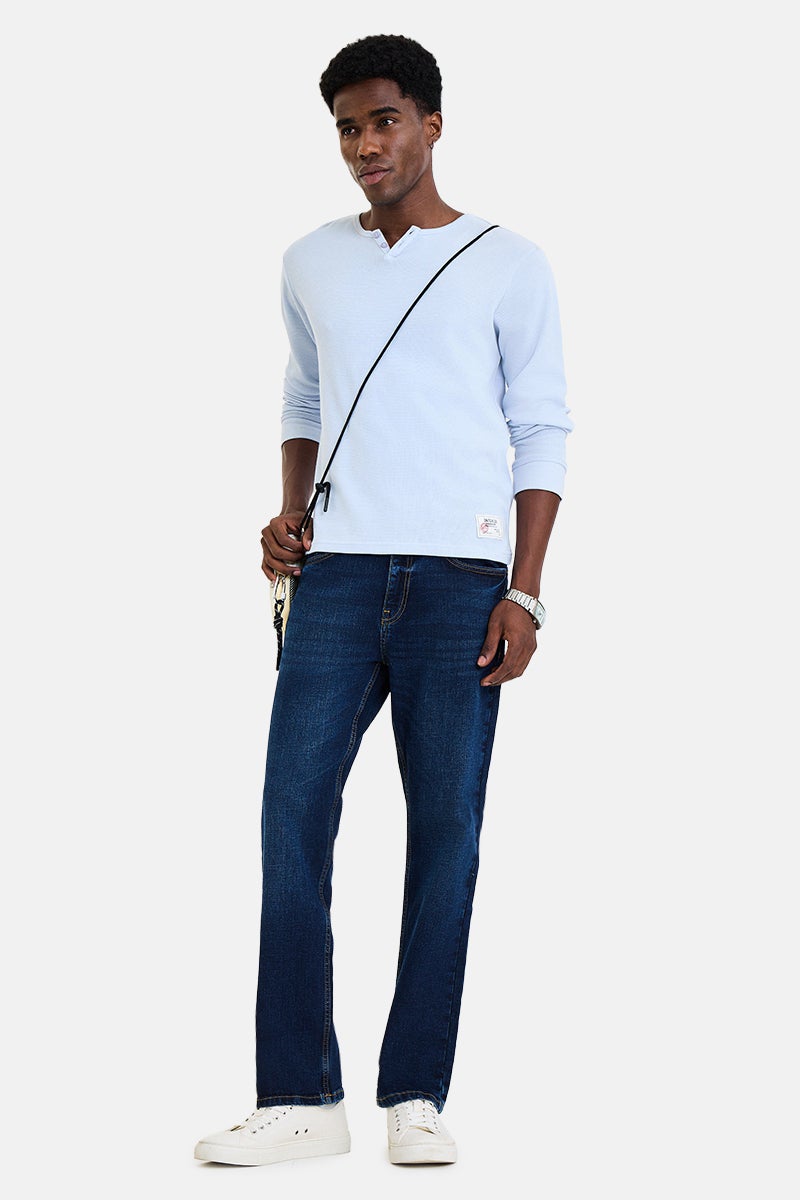 SNITCH Navy Blue Solid Straight Fit Casual Jeans - Image 2