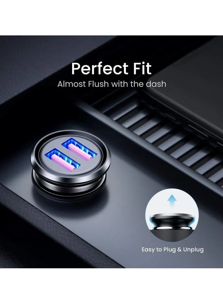 DIVICO Car Charger 2.4A Dual USB Ports – Fast Charging Zinc Alloy Mobile Charger, Compact Size, Model A3004 - Image 3