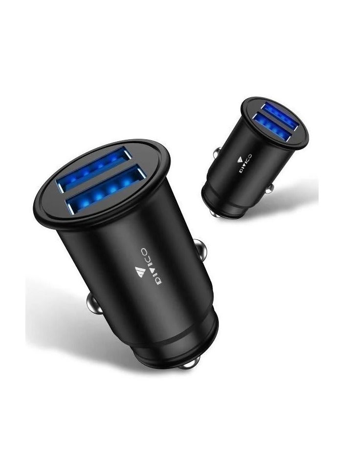 DIVICO Car Charger 2.4A Dual USB Ports – Fast Charging Zinc Alloy Mobile Charger, Compact Size, Model A3004 - Image 2