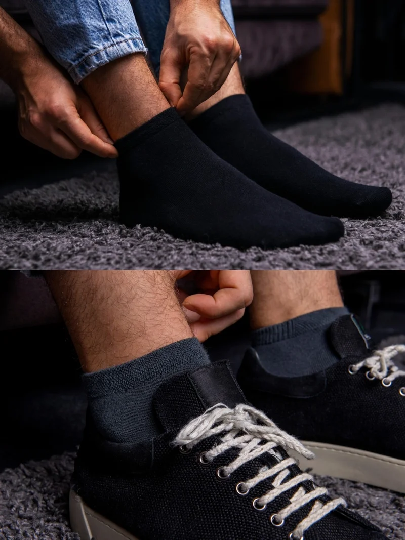 اورومي 6-Piece Men's Bamboo Booties Socks Seamless Premium Gift Boxed - Smoked