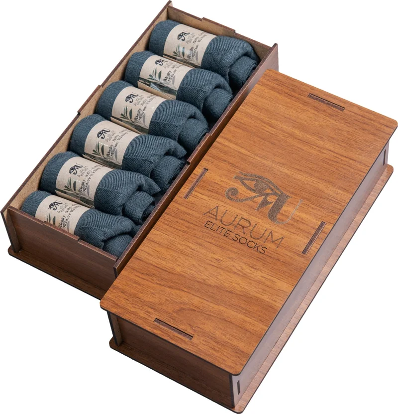 اورومي 6-Piece Men's Bamboo Booties Socks Seamless Premium Gift Boxed - Smoked