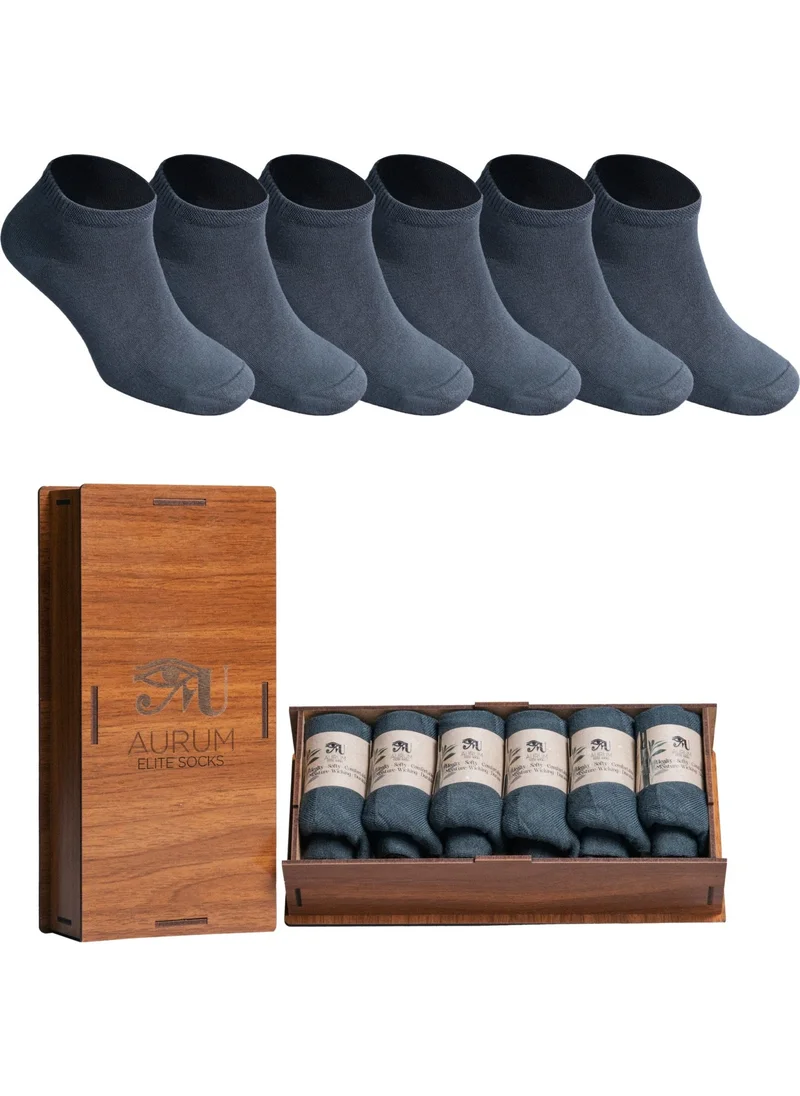 اورومي 6-Piece Men's Bamboo Booties Socks Seamless Premium Gift Boxed - Smoked