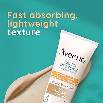 Aveeno أفينو كالم ريستور مرطب يومي مغذي 1 × 50 مل خالي من العطور مع واقي شمس SPF 30 واسع الطيف مع الشوفان المهدئ 100 مرشحات UV المعدنية للبشرة العادية إلى الجافة - Image 3