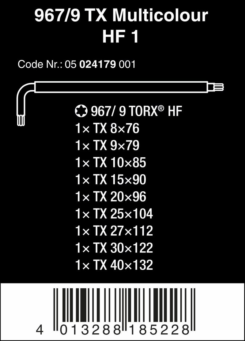 Wera 05024179001 Torx L-Key Set 967 Sl/9 with Holding Function,MULTI - Image 2