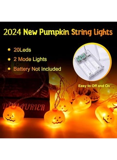 erorex Halloween String Lights Decorations 9Ft 20Led Pumpkin String Lights 2 Model Battery Operated Halloween Decor Pumpkin Led Lights Halloween Party Decorations For Home Indoor Outdoor  - Image 2
