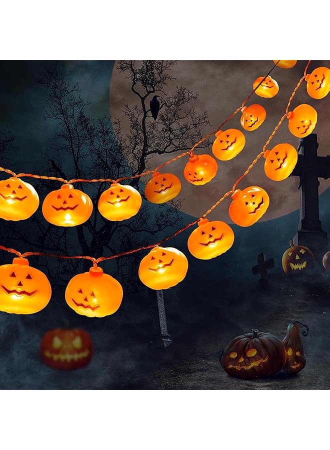 erorex Halloween String Lights Decorations 9Ft 20Led Pumpkin String Lights 2 Model Battery Operated Halloween Decor Pumpkin Led Lights Halloween Party Decorations For Home Indoor Outdoor - Image 1
