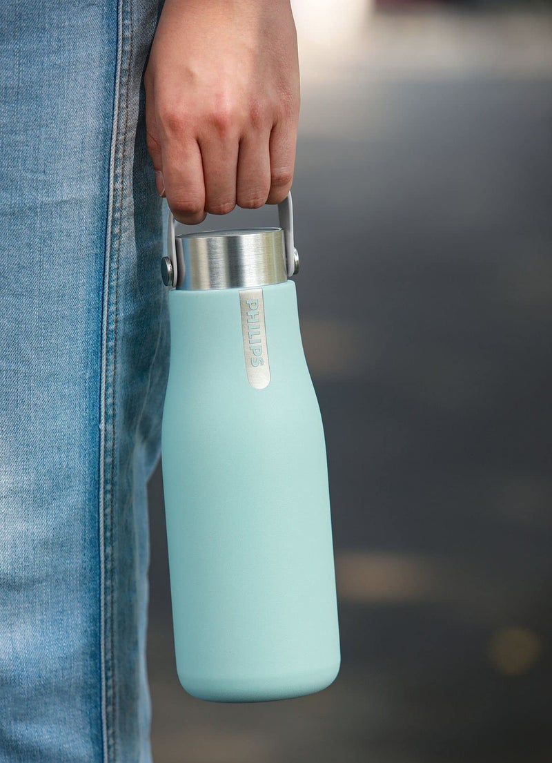 PHILIPS Water GoZero UV Self-Cleaning Smart Water Bottle Vacuum Stainless Steel Insulated Water Bottle with Handle Double-wall, Auto Cleaning, Keep Drink Hot or Cold, BPA Free, Blue, 20 oz - Image 2