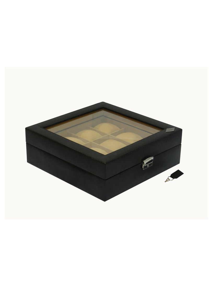 LAVERI LEATHER صندوق ساعات لافيري للرجال والنساء (12 فتحة) ، صندوق عرض ساعات من جلد PU الفاخر مع غطاء زجاجي كريستالي ، وسادة قابلة للإزالة - Image 3