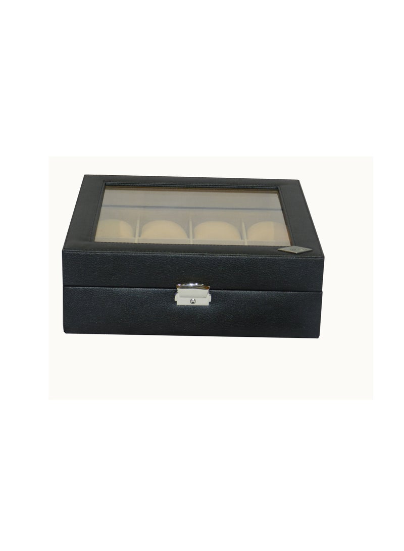 LAVERI LEATHER صندوق ساعات لافيري للرجال والنساء (12 فتحة) ، صندوق عرض ساعات من جلد PU الفاخر مع غطاء زجاجي كريستالي ، وسادة قابلة للإزالة - Image 5