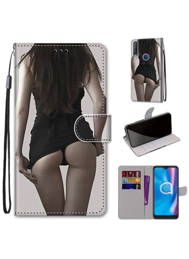 HuHa - Case Cover For Alcatel 1S 2020 / 3L 2020 Coloured Drawing Cross Texture Horizontal Flip PU Leather Case with Holder & Card Slots & Wallet & Lanyard Upskirt - Image 1