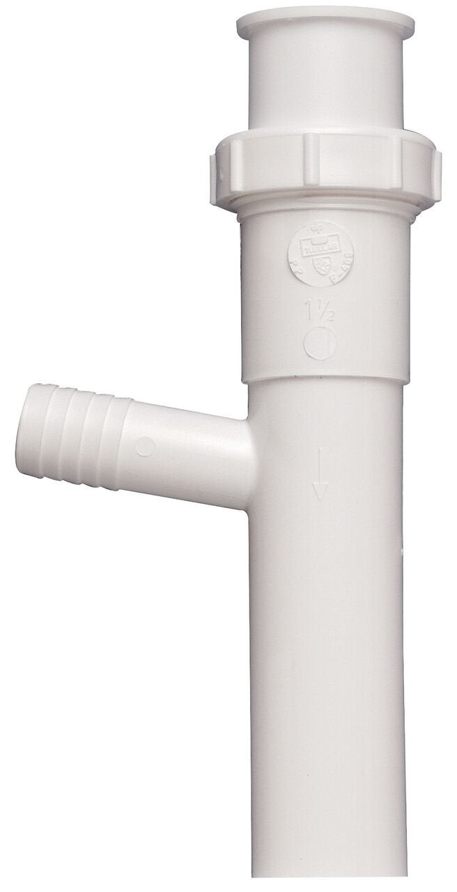 Plumb Pak Plumb Pak, White Keeney 35-8WK Tailpiece, Direct Connect or Slip Joint 1-1/2-Inch by 8-Inch with 5/8-Inch O.D. Dishwasher Branch - Image 1