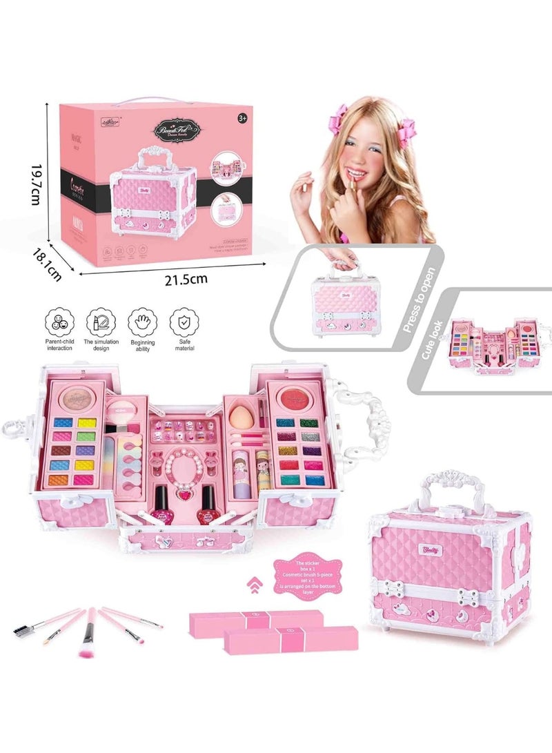 Sparklepals Kids Makeup Kit, Real Kids Makeup Set Washable Makeup Set Toys for Girls with Portable Makeup Box Including Lipstick, Eye Shadows and So On, Girls Toys for Girls - Image 4