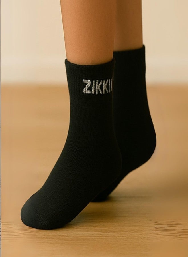 ZIKKU Smart Ankle Lenght Sock for Kids 6-8 Years Old | Plain Trendy Colors (1, Black) - Image 3