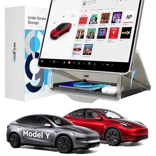 Wigoo Tesla Model Y Juniper Under Screen Storage Box [Hidden Design & Stable Installation] New Model Y Juniper Accessories, Center Console Organizer Tray for Model Y 2019~2026(Fit New Model Y) - Image 1