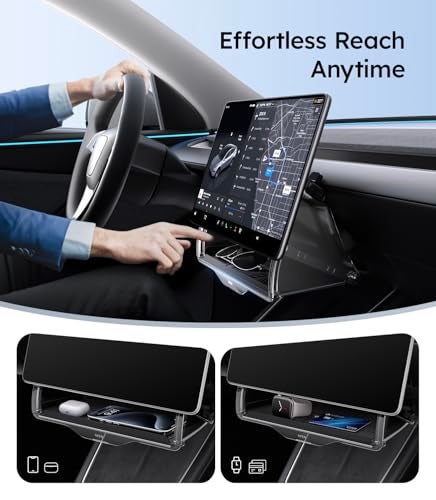 Wigoo Tesla Model Y Juniper Under Screen Storage Box [Hidden Design & Stable Installation] New Model Y Juniper Accessories, Center Console Organizer Tray for Model Y 2019~2026(Fit New Model Y) - Image 2